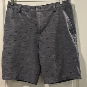 360 Surf men Hybrid dolphin print ZipUp Shorts belt loops/pockets Size 32 grey